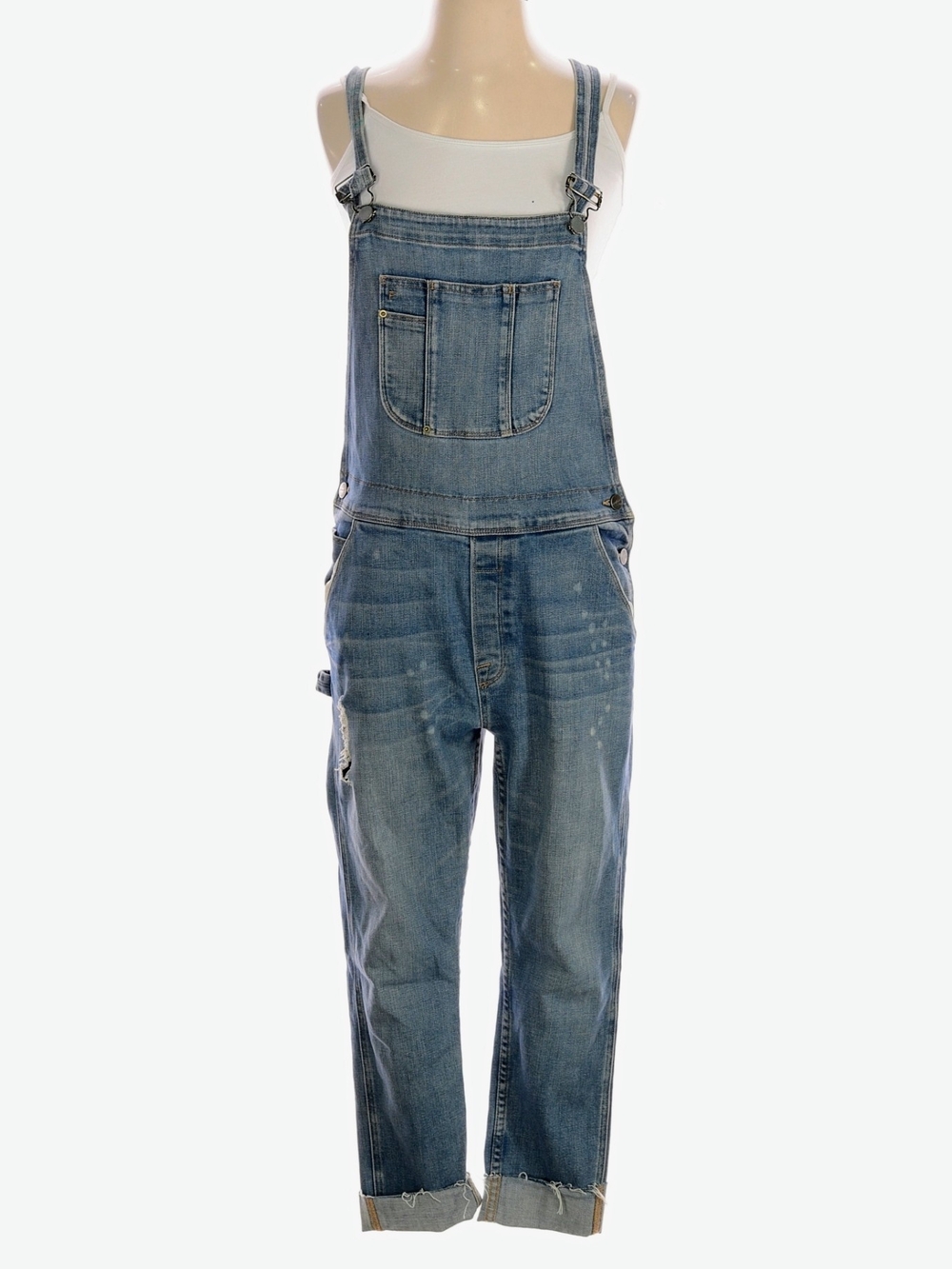 Frame Denim Men's Light Blue Relaxed Denim Overalls